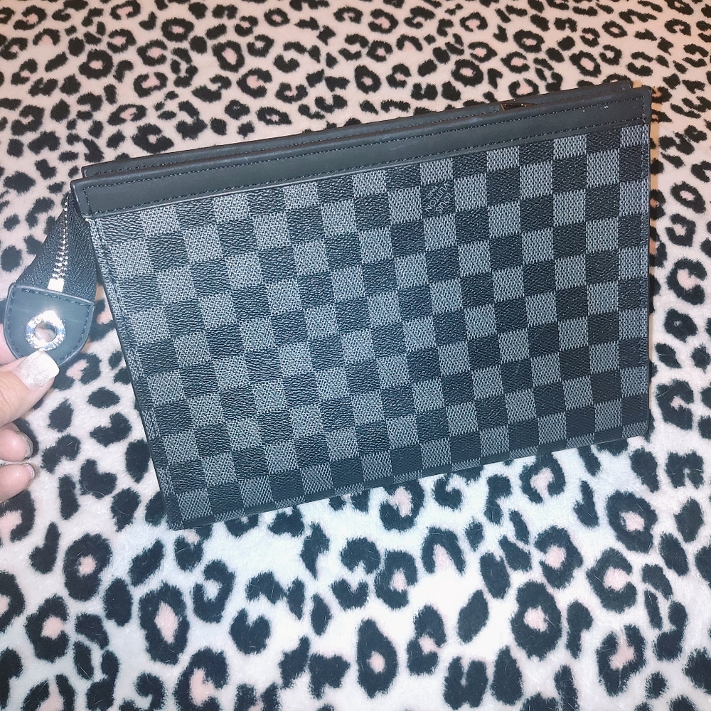 Designer Luxury Inspired Makeup Toiletry Pouch Clutch Bag BLACK NEW